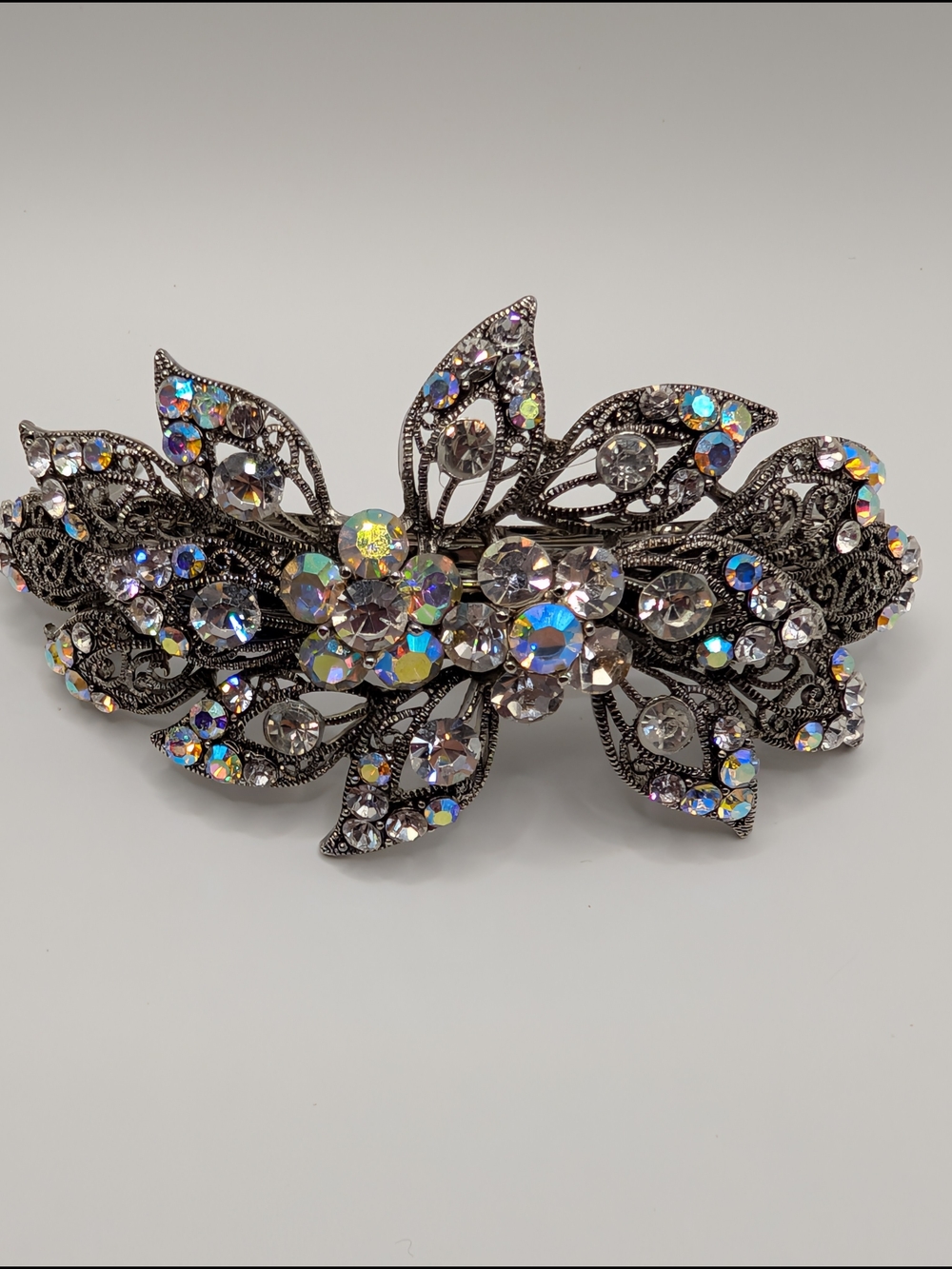 SOHO AB Aurora Borealis Crystal Rhinestone Filigree Floral Statement Barrette